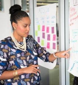 woman giving presentation